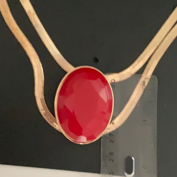 Thalia sodi red stone necklace gold cool and bold very serpentine 18” - Picture 6 of 7